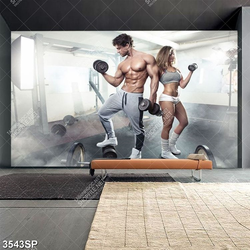 Tranh phong gym cặp đôi khoe thân hình săn chắc in canvas