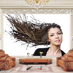 Tranh cô gái xinh đẹp với mái tóc tết