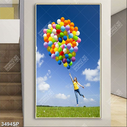 Tranh cô gái cầm chùm bong bóng