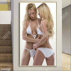 Tranh hai người đẹp bikini gợi cảm in uv