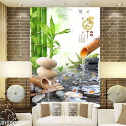 Tranh spa trúc xanh và dòng nước thư giãn