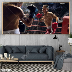 Tranh phong gym hai võ sỹ đấu võ trên sàn