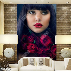 Tranh người đẹp và hoa hồng