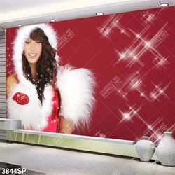 Tranh người mẫu xinh đẹp mặc trang phục noel