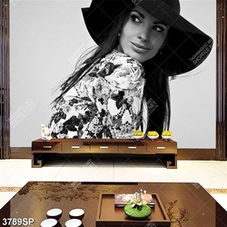 Tranh cô gái trẻ xinh đẹp nghệ thuật trắng đen