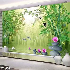 Tranh rừng trúc xanh file gốc