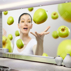 Tranh cô gái và những trái táo xanh