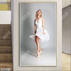 Tranh spa cô gái xinh đẹp xòe chiếc váy trắng