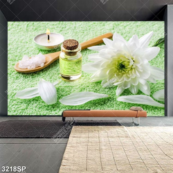 Tranh hoa cúc trắng và tinh dầu treo tường spa