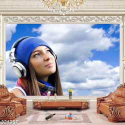 Tranh cô nàng xinh đẹp ngước nhìn bầu trời treo spa