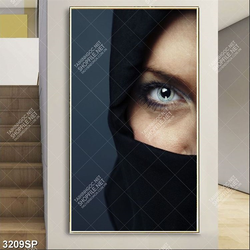 Tranh đôi mắt xanh huyền bí treo tường spa