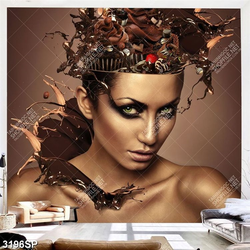 Tranh nghệ thuật người đẹp đội bánh kem socola in canvas treo spa