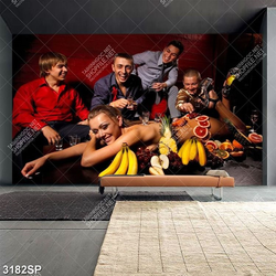 Tranh spa những chàng trai vui vẻ uống rượu