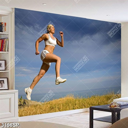 Tranh spa người đẹp chạy bộ ven biển