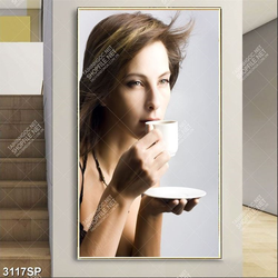 Tranh spa người đẹp uống trà