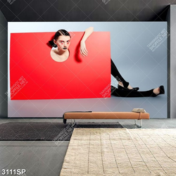 Tranh spa cô nàng bên tấm bảng đỏ