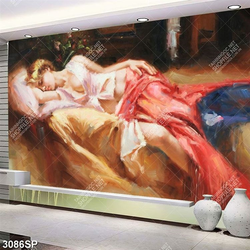 Tranh vẽ người đẹp gợi cảm nằm nhắm mắt treo trang trí spa