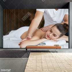 Tranh người đẹp nằm massage thư giãn in uv treo spa