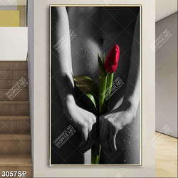 Tranh nghệ thuật cành hoa che đi vòng ba treo tường spa