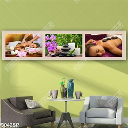Tranh bộ 3 tấm hoa lan và người đẹp nằm massage file psd
