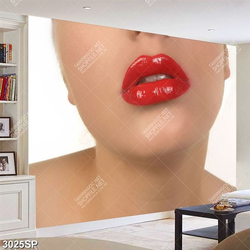 Tranh đôi môi đỏ gợi cảm in uv treo spa