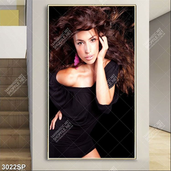 Tranh người đẹp bung xõa mái tóc in canvas treo spa