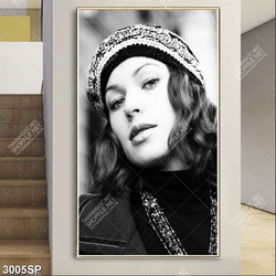 Tranh nghệ thuật trắng đen gương mặt xinh đẹp cô gái trẻ