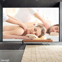 Tranh cô gái nằm mát xa trong spa