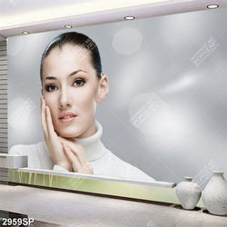 Tranh gương mặt xinh đẹp không tì vết trep tường spa