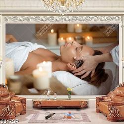 Tranh cô gái nằm massage thư giãn in uv