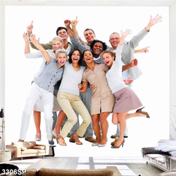 Tranh nhóm người cười rạng rỡ