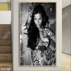 Tranh nghệ thuật trắng đen cô gái xinh đẹp