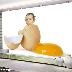 Tranh nghệ thuật cậu bé ngồi trong trái trứng