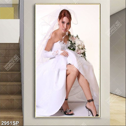 Tranh cô dâu mặc váy trắng xinh đẹp treo spa