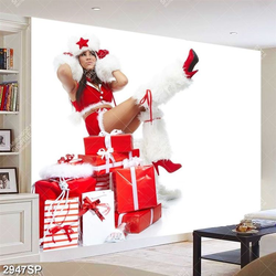 Tranh spa cô gái bên những hộp quà noel