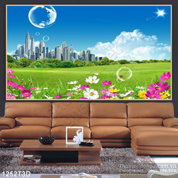 Tranh 3D thành phố tươi đẹp