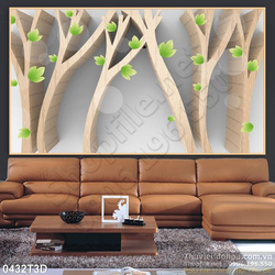 Tranh 3D cây lá xanh trang trí