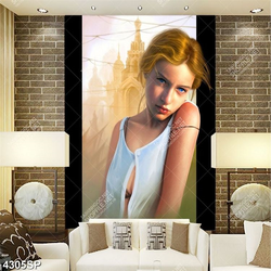 Tranh psd cô bé có đôi mắt xanh cuốn hút