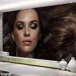 Tranh nghệ thuật cô gái mặc váy đỏ đứng dưới trời mây