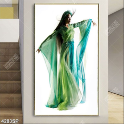 Tranh cô gái che chiếc ô màu đỏ