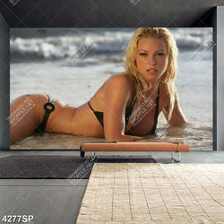 Tranh in file gốc người mẫu mặc váy đỏ