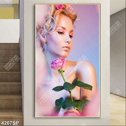 Tranh gương mặt cô gái trẻ treo spa