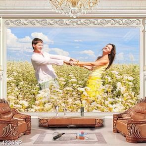 Tranh cô gái che chiếc ô màu đỏ