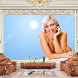 Tranh cô gái ngồi trên ghế nghe nhạc