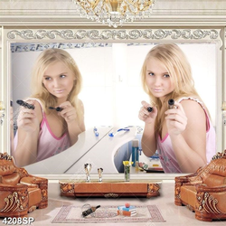 Tranh nghệ thuật cô gái mặc váy đỏ đứng dưới trời mây