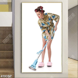 Tranh cô gái che chiếc ô màu đỏ