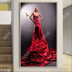 Tranh cô gái đeo găng tay boxing