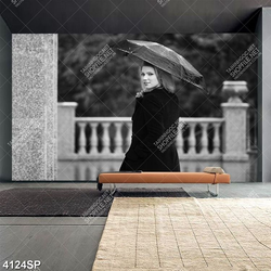 Tranh cô gái cầm bông hoa hướng dương