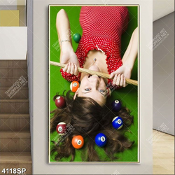 Tranh nghệ thuật cô gái mặc váy đỏ đứng dưới trời mây