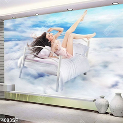 Tranh người đẹp tạo dáng trên giường ngủ